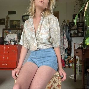 Vintage 60s 70s tropical blouse